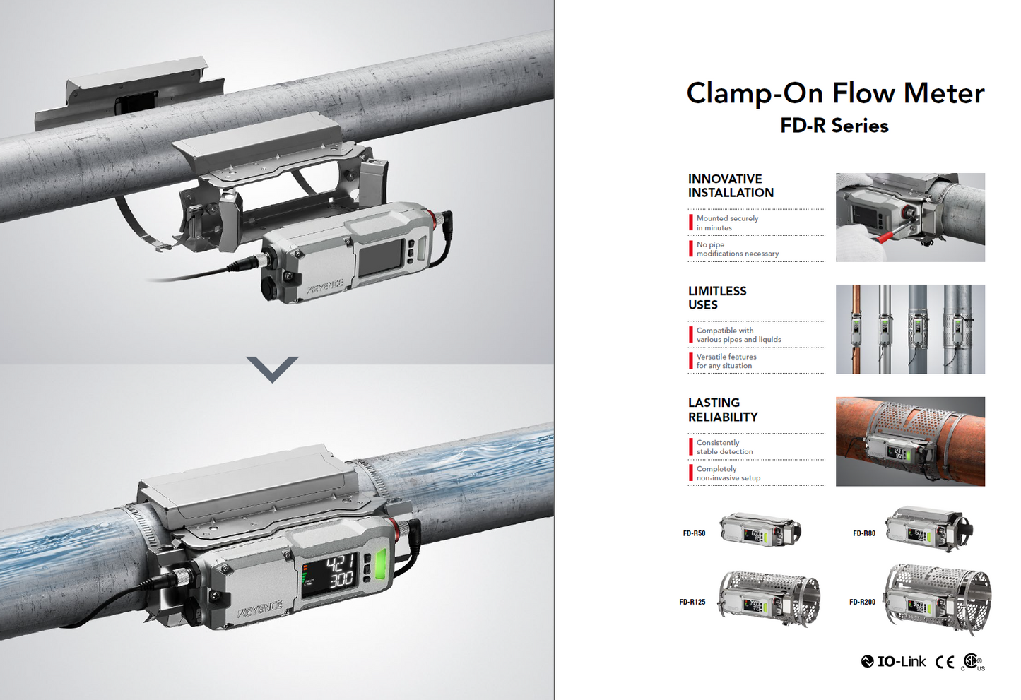Keyence Liquid Ultrasonic Flow Meter FD-R Series (FD-H32, FD-R50, FD-R80, FD-R125, FD-R-200)