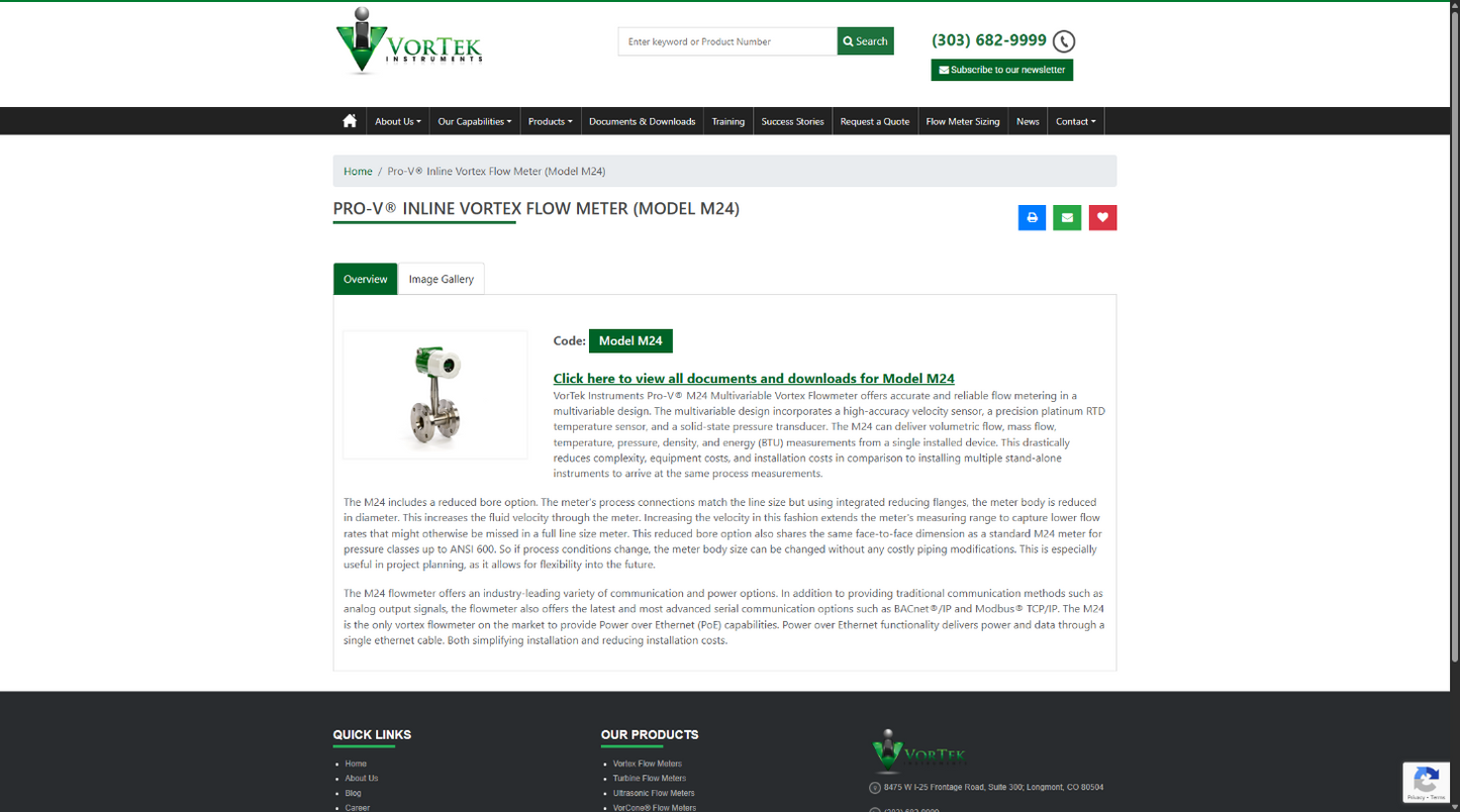 Vortek Pro-V® Inline Vortex Flow Meter (Model M24)